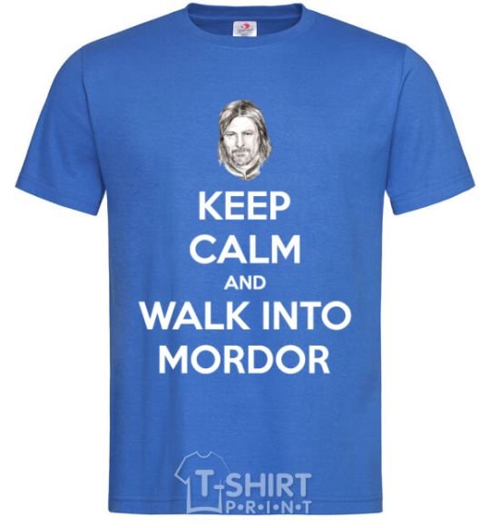 Мужская футболка Keep calm and walk into Mordor Ярко-синий фото