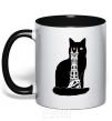 Mug with a colored handle The Cat of Mordor black фото