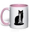 Mug with a colored handle The Cat of Mordor light-pink фото