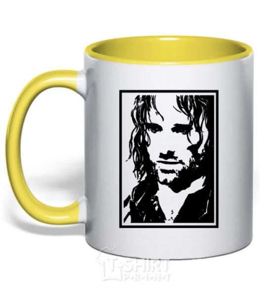 Mug with a colored handle Aragorn yellow фото