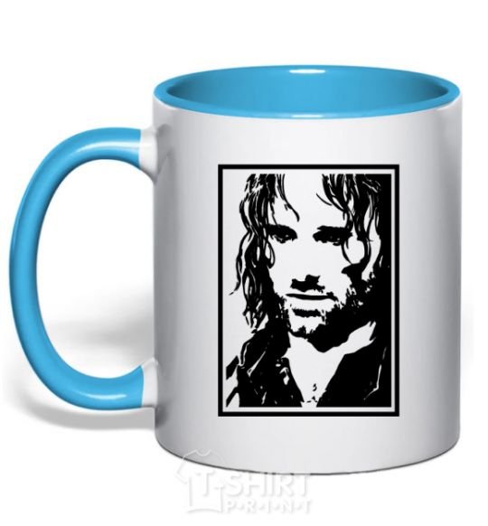 Mug with a colored handle Aragorn sky-blue фото