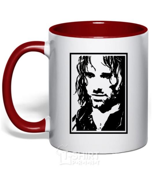 Mug with a colored handle Aragorn red фото