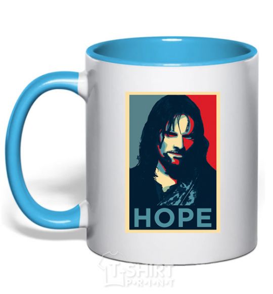 Mug with a colored handle Hope Aragorn sky-blue фото