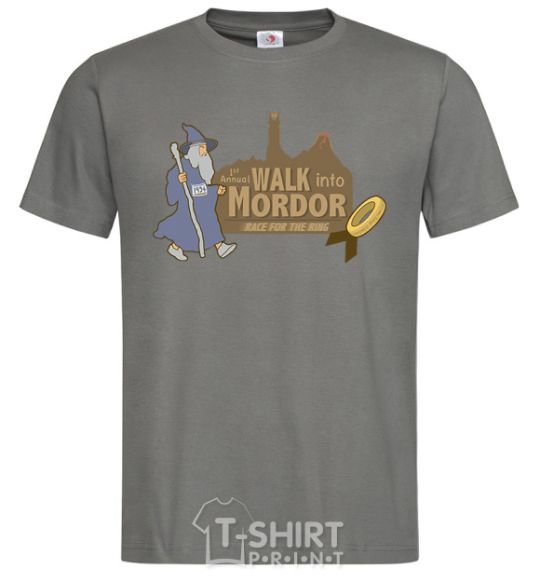 Men's T-Shirt Walk into Mordor race for the ring dark-grey фото