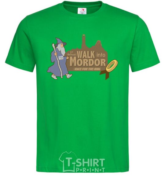 Мужская футболка Walk into Mordor race for the ring Зеленый фото
