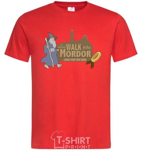 Men's T-Shirt Walk into Mordor race for the ring red фото