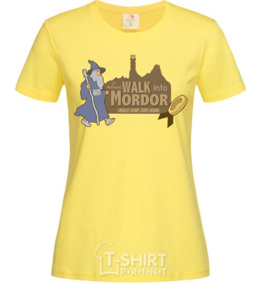 Женская футболка Walk into Mordor race for the ring Лимонный фото