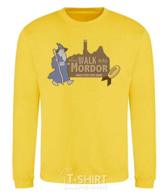 Sweatshirt Walk into Mordor race for the ring yellow фото