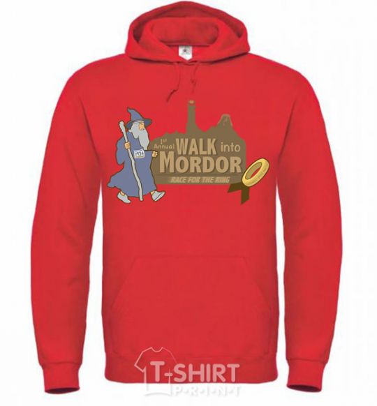 Men`s hoodie Walk into Mordor race for the ring bright-red фото