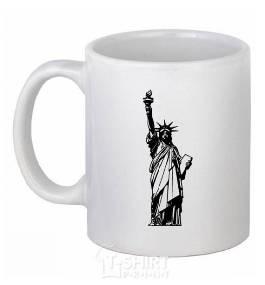 Ceramic mug Statue of Liberty bw White фото