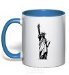 Чашка с цветной ручкой Статуя Свободы чб Ярко-синий фото