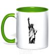 Mug with a colored handle Statue of Liberty bw kelly-green фото