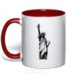 Mug with a colored handle Statue of Liberty bw red фото