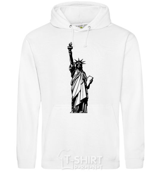 Men`s hoodie Statue of Liberty bw White фото