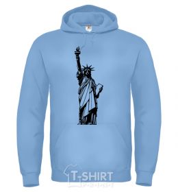 Men`s hoodie Statue of Liberty bw sky-blue фото