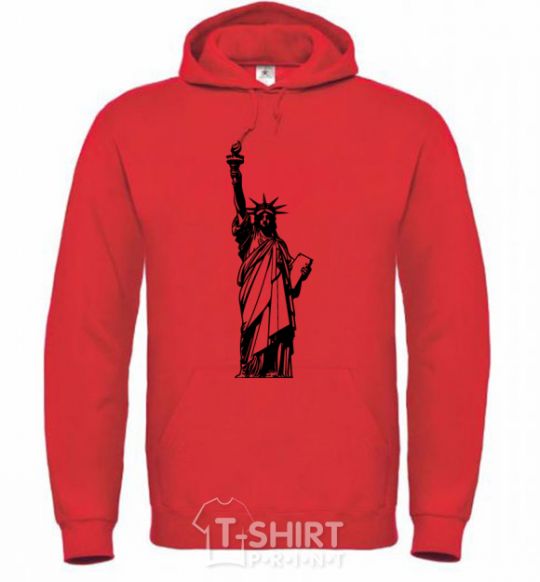 Men`s hoodie Statue of Liberty bw bright-red фото