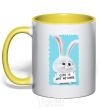 Mug with a colored handle Сute is just my cover yellow фото