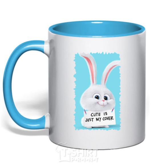Mug with a colored handle Сute is just my cover sky-blue фото