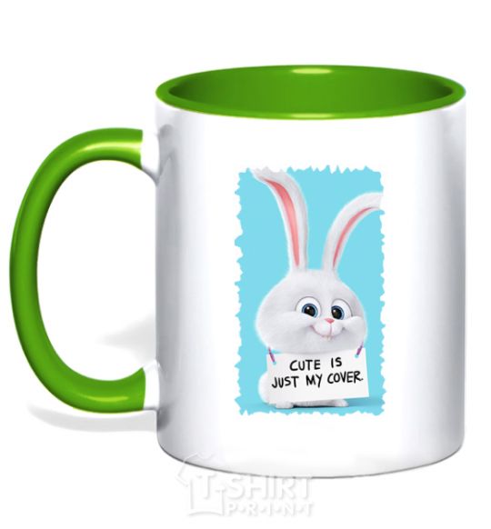 Mug with a colored handle Сute is just my cover kelly-green фото