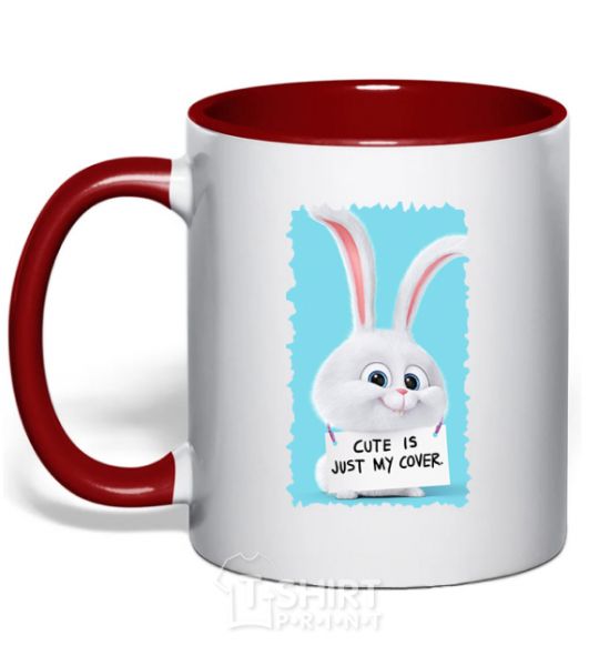 Mug with a colored handle Сute is just my cover red фото