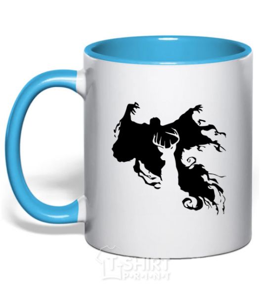 Mug with a colored handle Dementor sky-blue фото