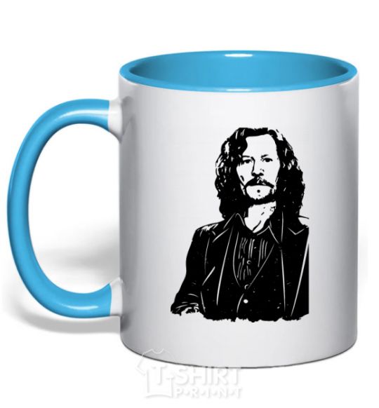 Mug with a colored handle Sirius Black sky-blue фото