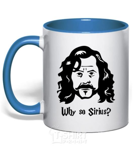 Mug with a colored handle Why so Sirius royal-blue фото
