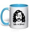 Mug with a colored handle Why so Sirius sky-blue фото