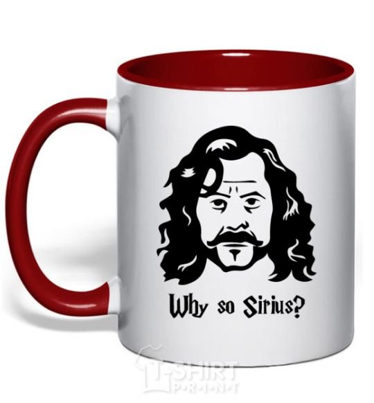 Mug with a colored handle Why so Sirius red фото