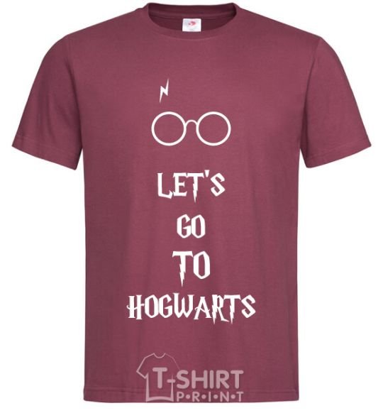 Men's T-Shirt Let's go to Hogwarts burgundy фото