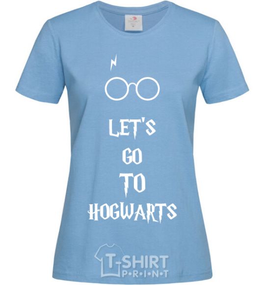 Women's T-shirt Let's go to Hogwarts sky-blue фото