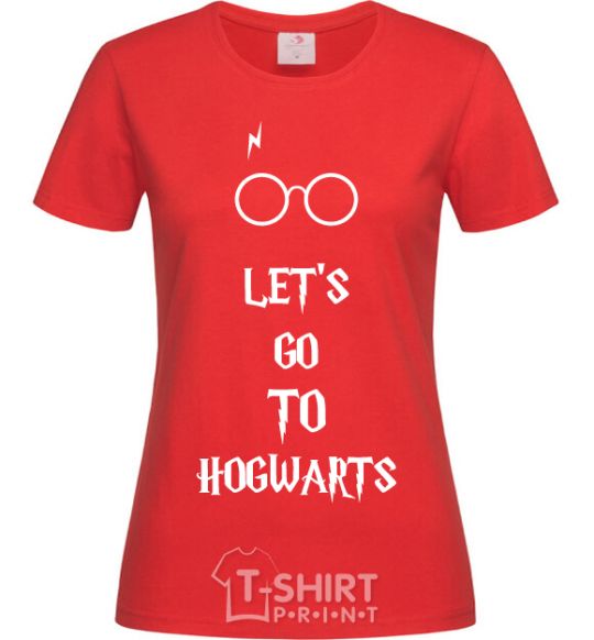 Women's T-shirt Let's go to Hogwarts red фото