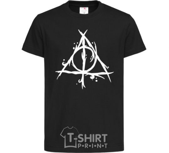 Kids T-shirt Deathly Hallows symbol black фото