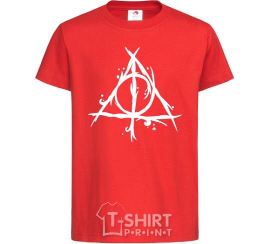 Kids T-shirt Deathly Hallows symbol red фото