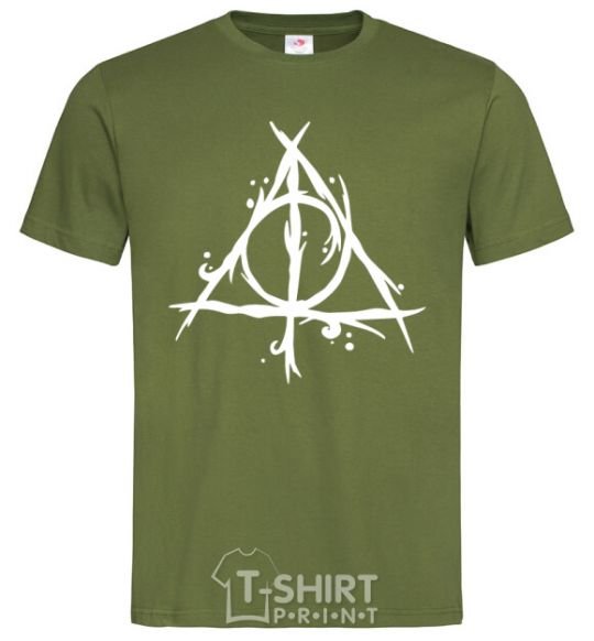 Мужская футболка Deathly Hallows symbol Оливковый фото