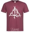 Men's T-Shirt Deathly Hallows symbol burgundy фото
