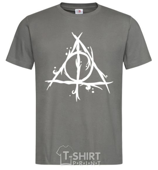 Men's T-Shirt Deathly Hallows symbol dark-grey фото