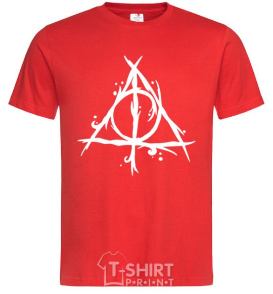 Men's T-Shirt Deathly Hallows symbol red фото