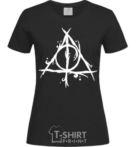 Women's T-shirt Deathly Hallows symbol black фото