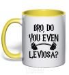 Mug with a colored handle Do you even Leviosa yellow фото