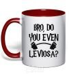 Mug with a colored handle Do you even Leviosa red фото