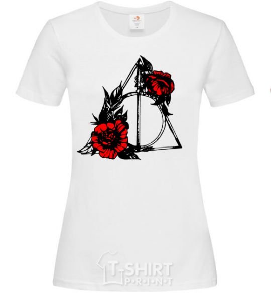 Women's T-shirt Deadly relics with flowers White фото