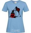 Women's T-shirt Deadly relics with flowers sky-blue фото