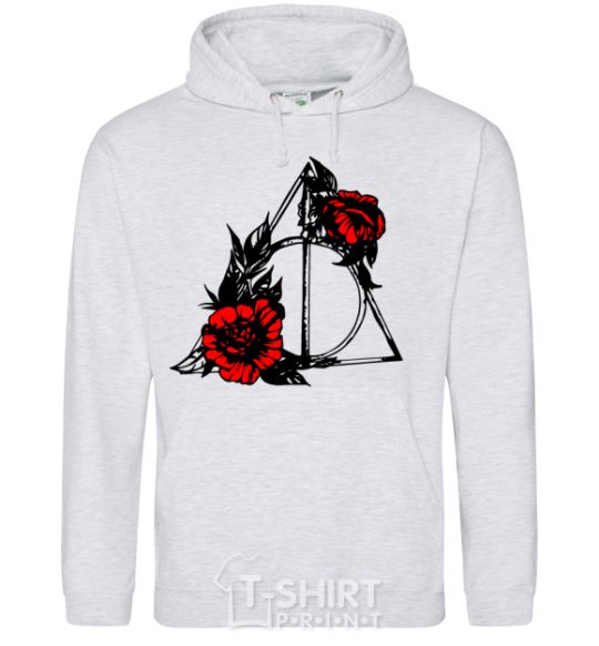 Men`s hoodie Deadly relics with flowers sport-grey фото