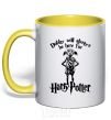 Mug with a colored handle Dobby will always be here for HP yellow фото