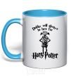 Mug with a colored handle Dobby will always be here for HP sky-blue фото