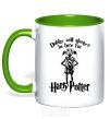 Mug with a colored handle Dobby will always be here for HP kelly-green фото