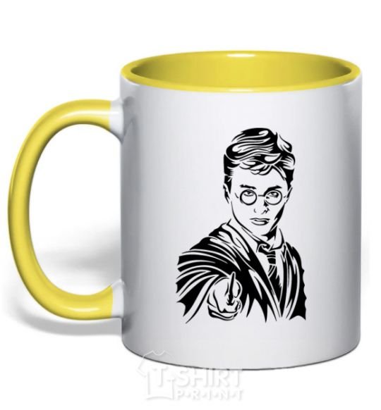 Mug with a colored handle Just Harry Potter yellow фото