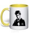 Mug with a colored handle Harry Potter black yellow фото