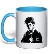 Mug with a colored handle Harry Potter black sky-blue фото